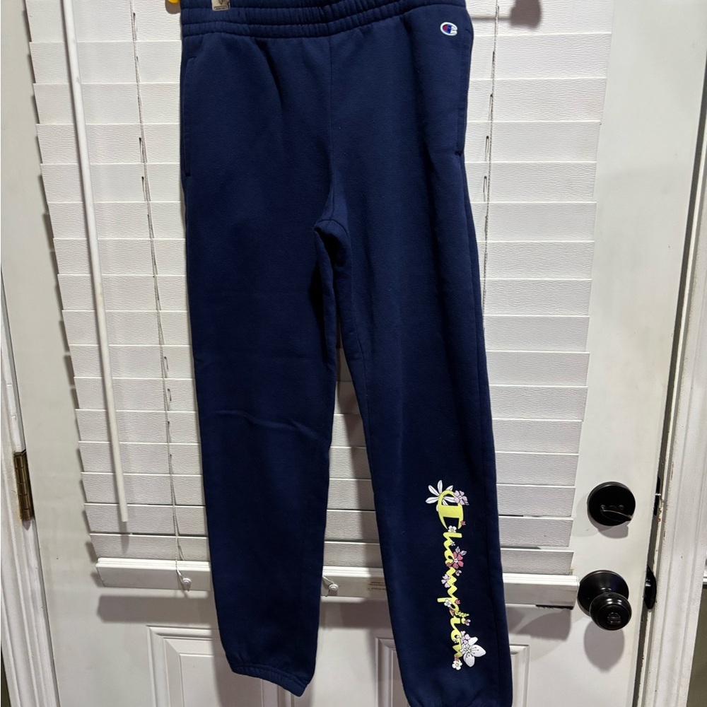 Champion Kids' Dark Blue Joggers with Floral Accents